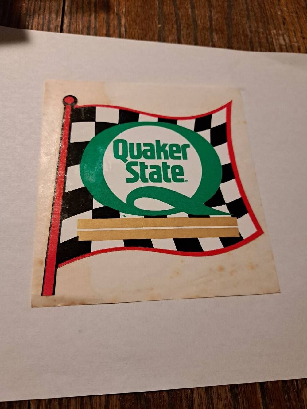 Vintage Quaker State Oil Checkered Flag Sticker Decal Race Street Car Mechanic